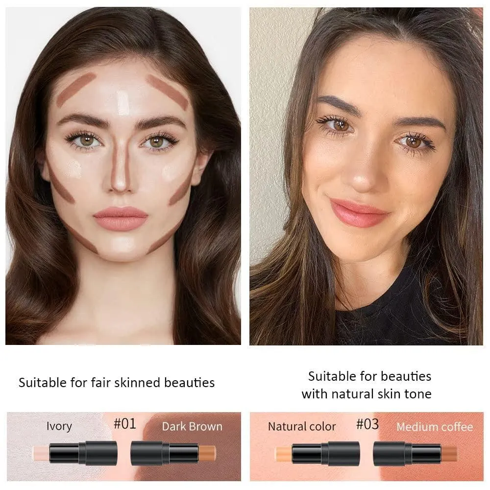 4 Colors Cream Contour Stick Makeup Kit Set Concealer Bronzer Stick Cream Contour Palette Contour Contouring Makeup Kit for Beginner Liquid Face Highlighter Makeup Stick Contorno Maquillaje 1 3