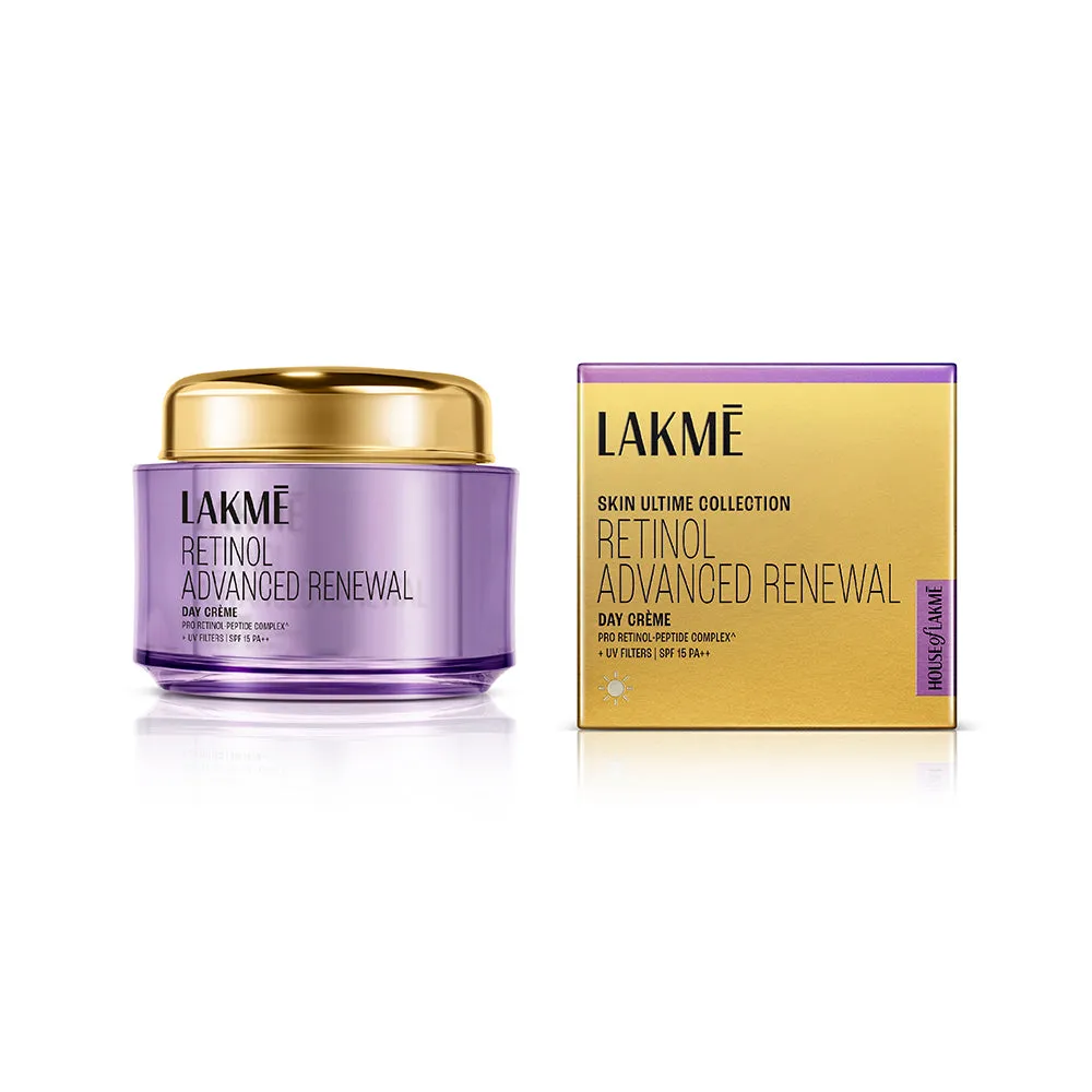 Lakme Retinol Advanced Renewal Day Creme Pro-Retinol Peptide Complex   UV Filters & SPF 15 PA   50G